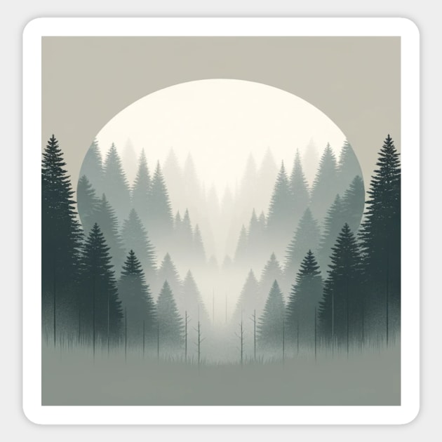 Misty Pines: The Whispering Forest Sticker by heartyARTworks